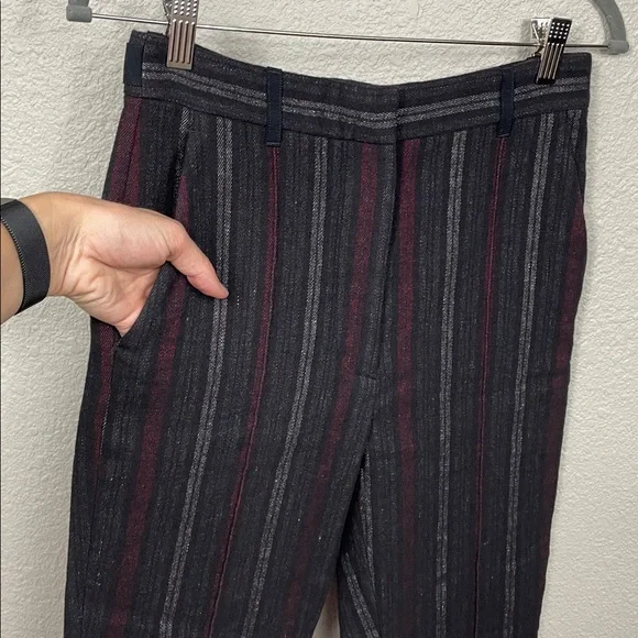NWT Ann Demeulemeester Wool Linen Blend Trouser Pants Slim Stripe Sz 36